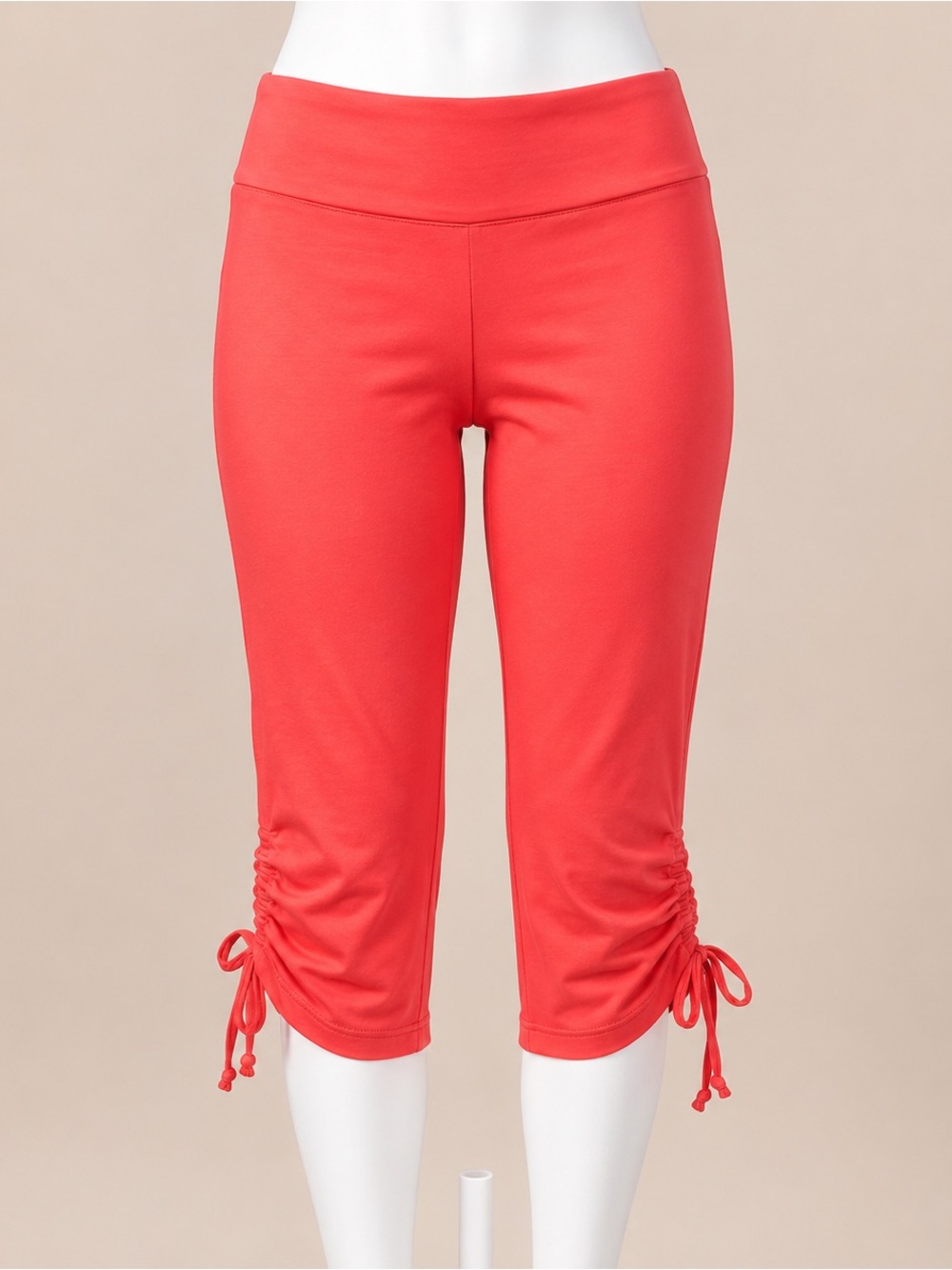 Sunday Coral Pink Ruched Hem Capri Leggings XL Stretch Yoga Activewear